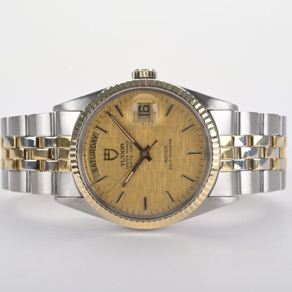 Tudor Oyster Prince Date-Day 94613 Linen Dial 36mm 18k Gold Men's Watch - Picture 4 of 8
